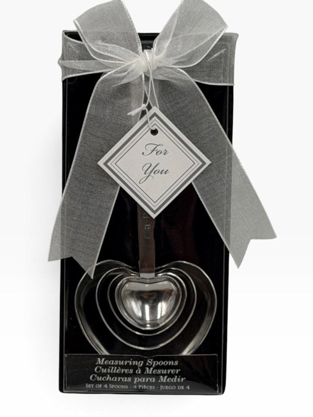 Heart Shaped Stainless Steel Measuring Spoons Set of 4 Kate Aspen NIP